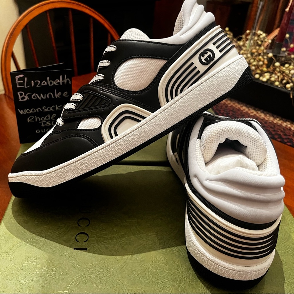 Womens Gucci Basket Black & White Demetra 
Size 38+ or 8.5 NWB sneakers